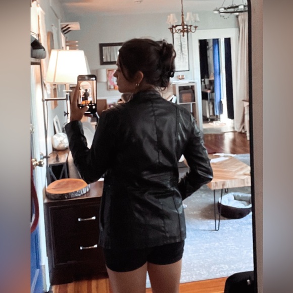 SOLD Faux Leather Black Zip Up Jacket - Picture 7 of 11